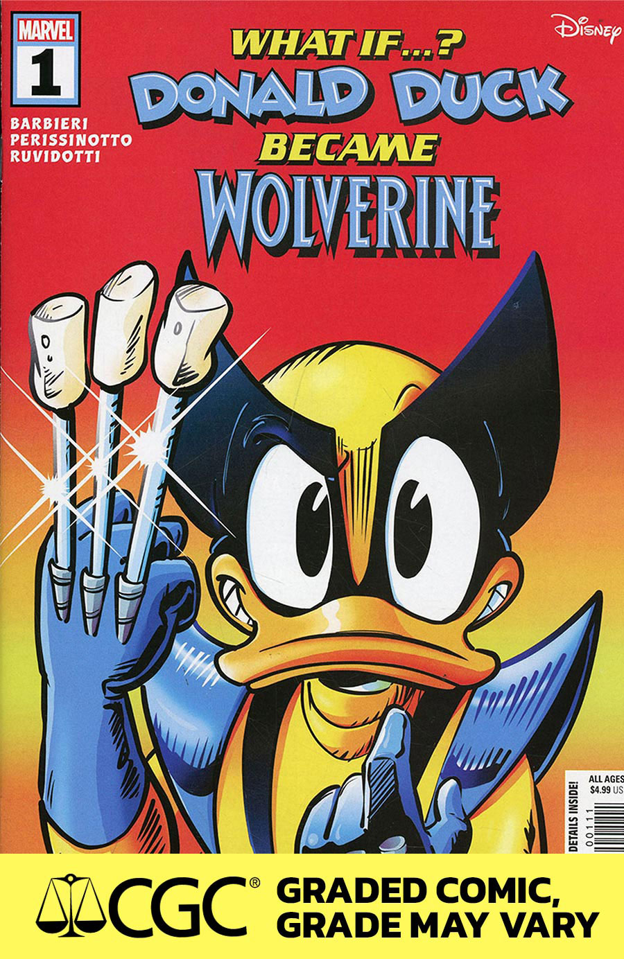Marvel & Disney What If Donald Duck Became Wolverine #1 (One Shot) Cover J DF CGC Graded 9.6 Or Higher