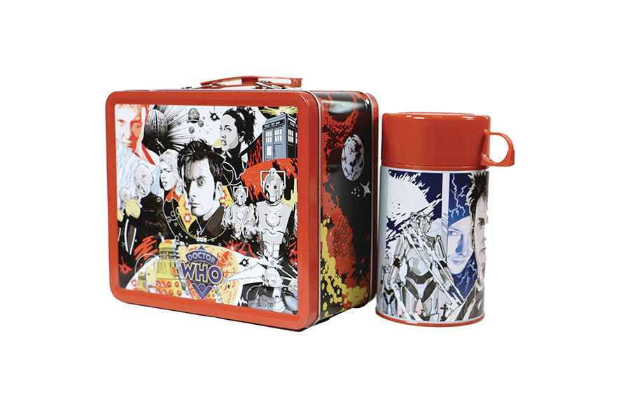 Tin Titans Dr Who 10Th Doctor Px Lunch Box W/Bever