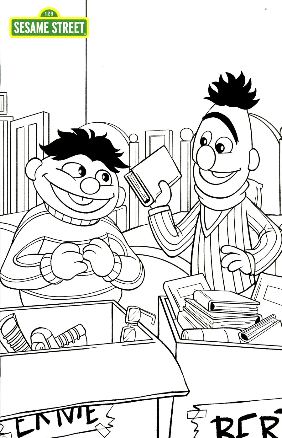 Sesame Street #2 Bert & Ernies Spring Cleaning Cover C Variant Beth Hughes Coloring Book Cover