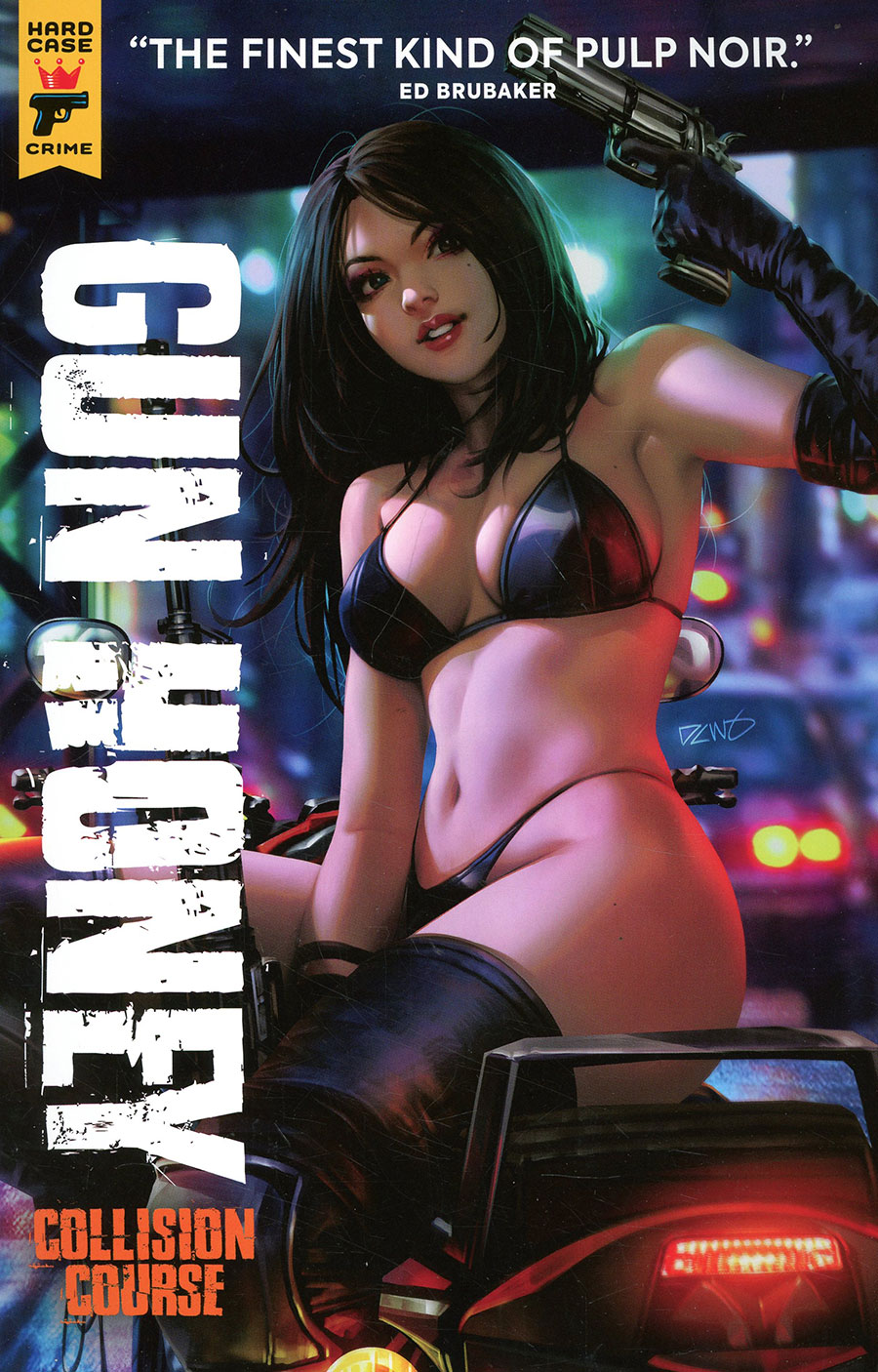 Hard Case Crime Gun Honey Collision Course TP Direct Market Derrick Chew Variant Cover