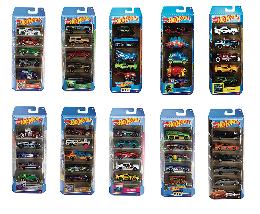 Hot Wheels 5-Car Pack 1/64 Scale Die-Cast Vehicle Wave B Assortment Case
