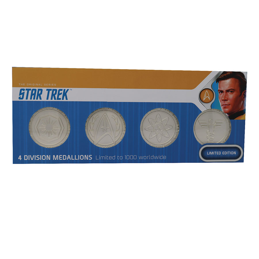 Star Trek Set Of 4 Starfleet Division Medallions .999 Silver Plated Replica