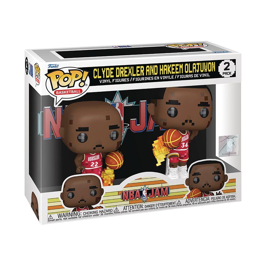 POP NBA Houston Clyde Drexler And Hakeem Olajuwon (NBA JAM) 2-Pack Vinly Figure