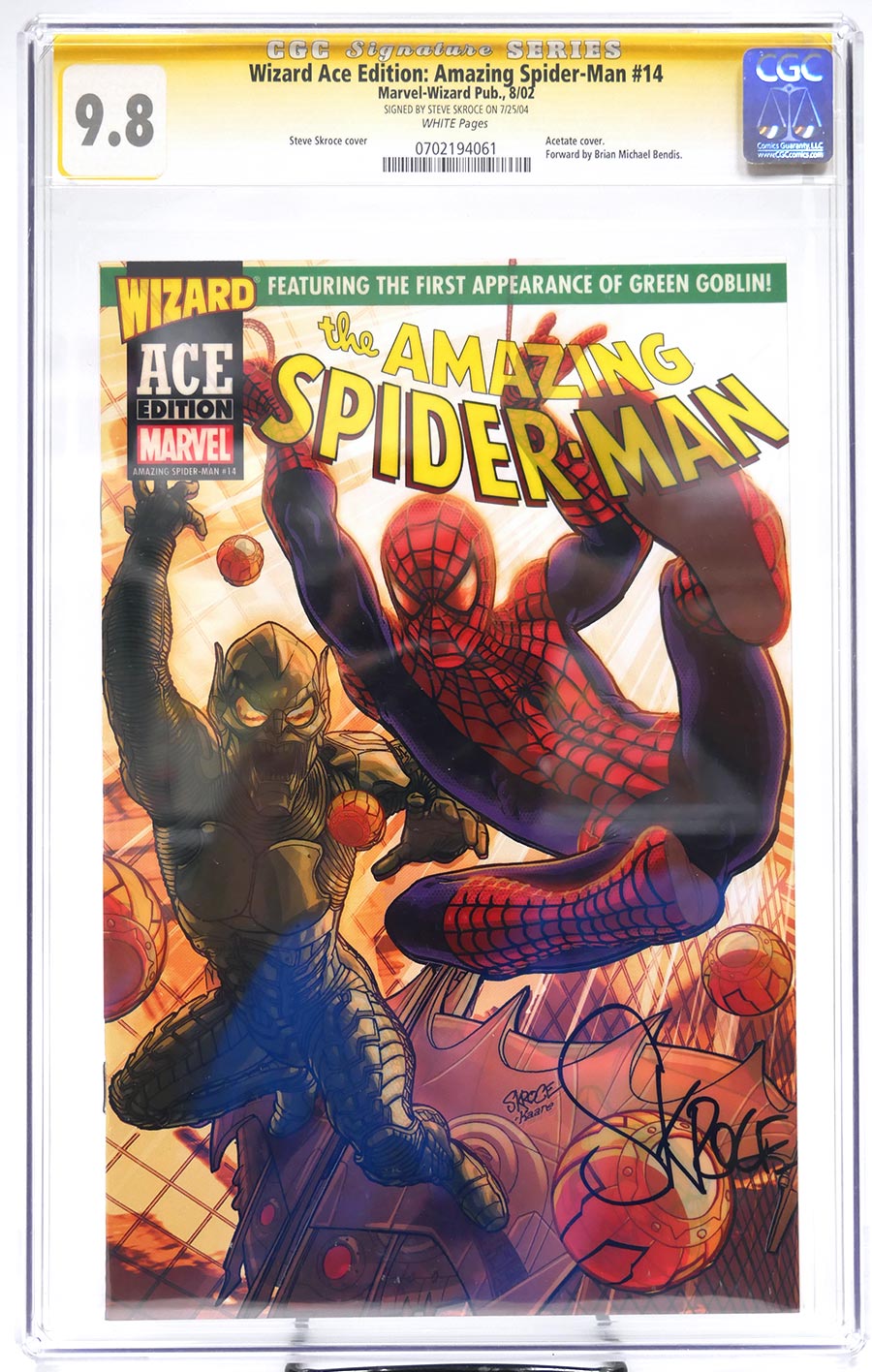 Amazing Spider-Man #14 Cover C Signed By Steve Skroce Wizard Ace Edition Cover CGC Signature Series 9.8