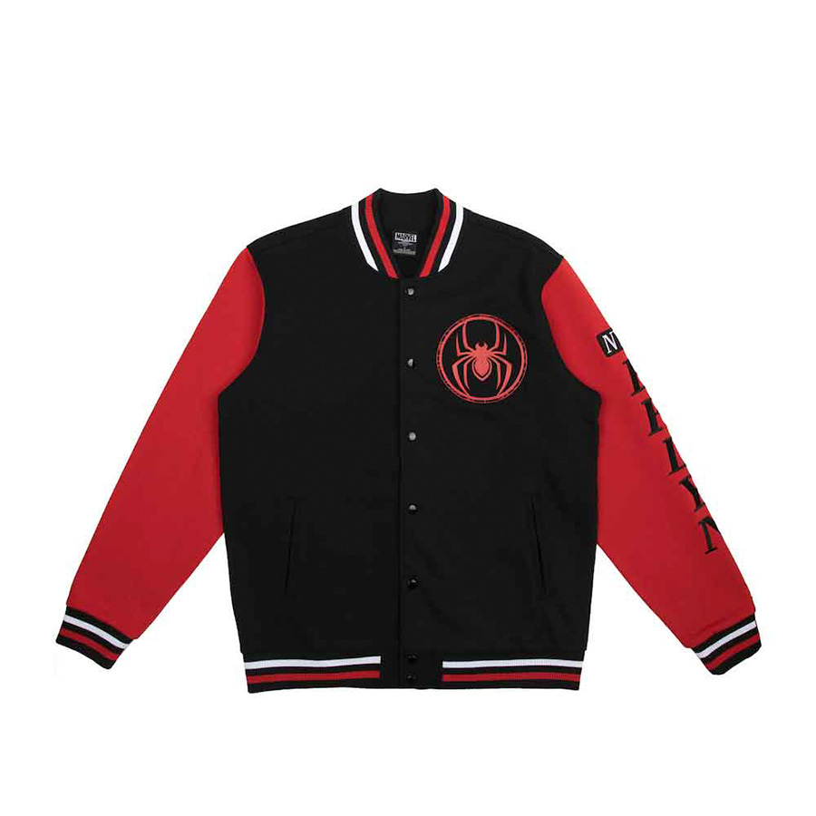 Marvel Spider-Man Miles Morales Fleece Varsity Jacket Medium