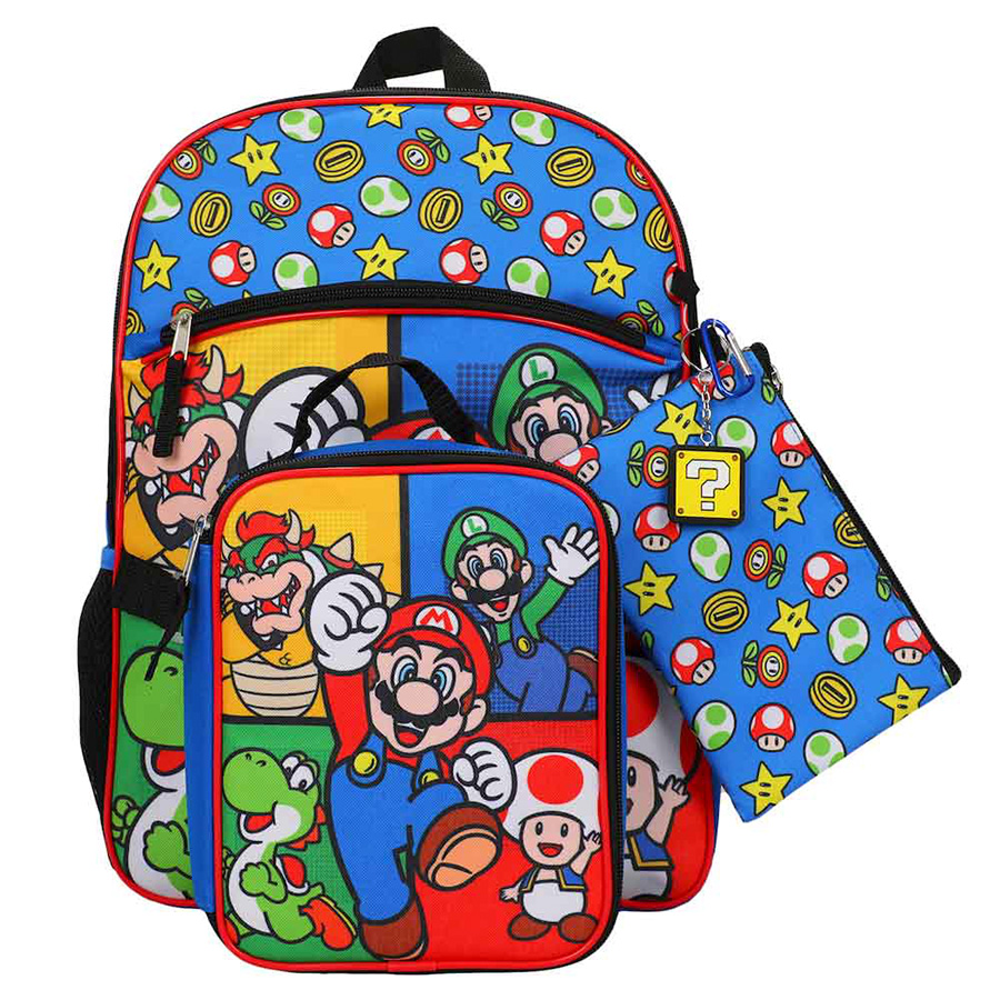 Super Mario 5-Piece Youth Backpack Set