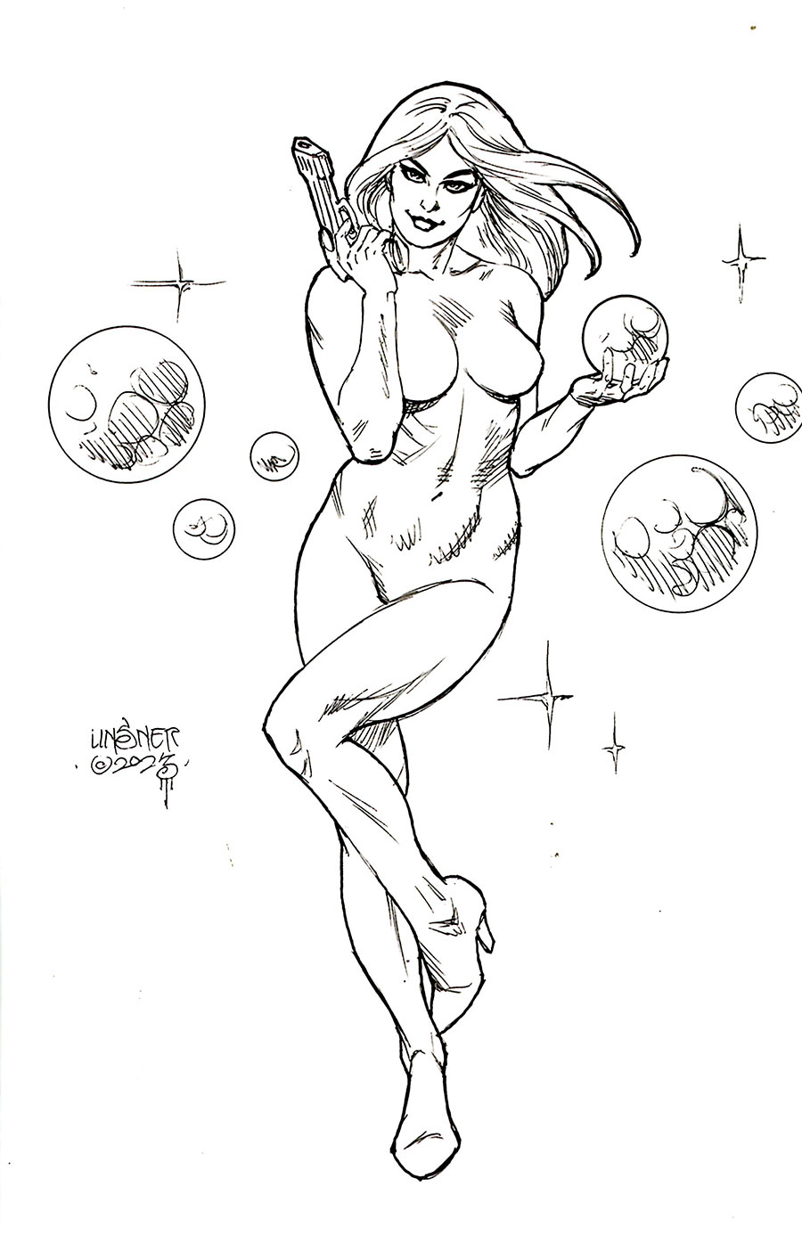 Barbarella Vol 3 #1 Cover Q Incentive Joseph Michael Linsner Line Art Virgin Cover