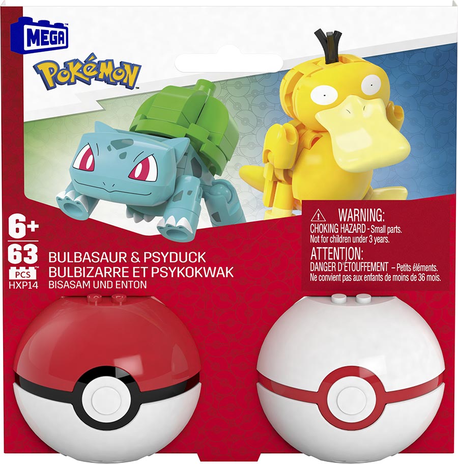 Mega Construx Pokemon Pokeball Building Set 2-Pack - Bulbasaur & Psyduck