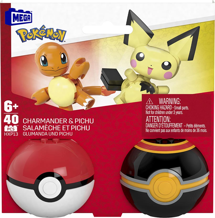 Mega Construx Pokemon Pokeball Building Set 2-Pack - Charmander & Pichu