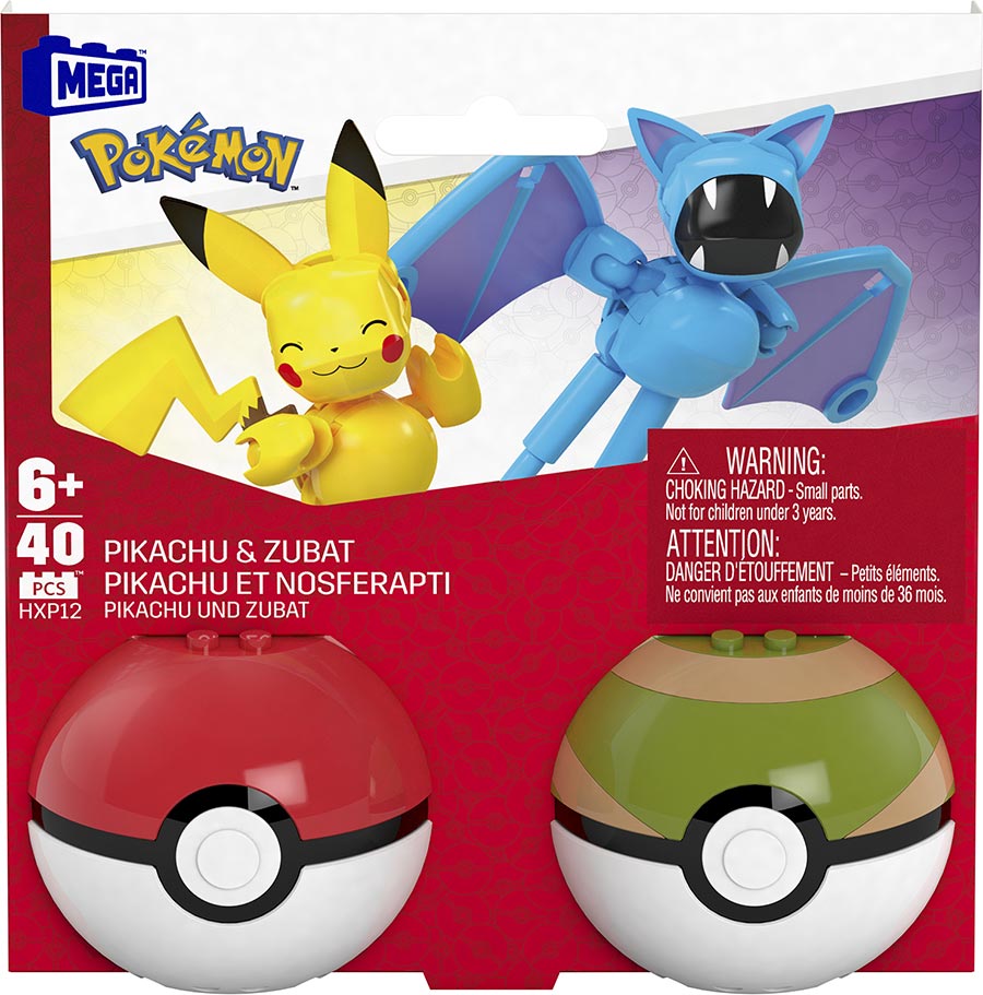 Mega Construx Pokemon Pokeball Building Set 2-Pack - Pikachu & Zubat