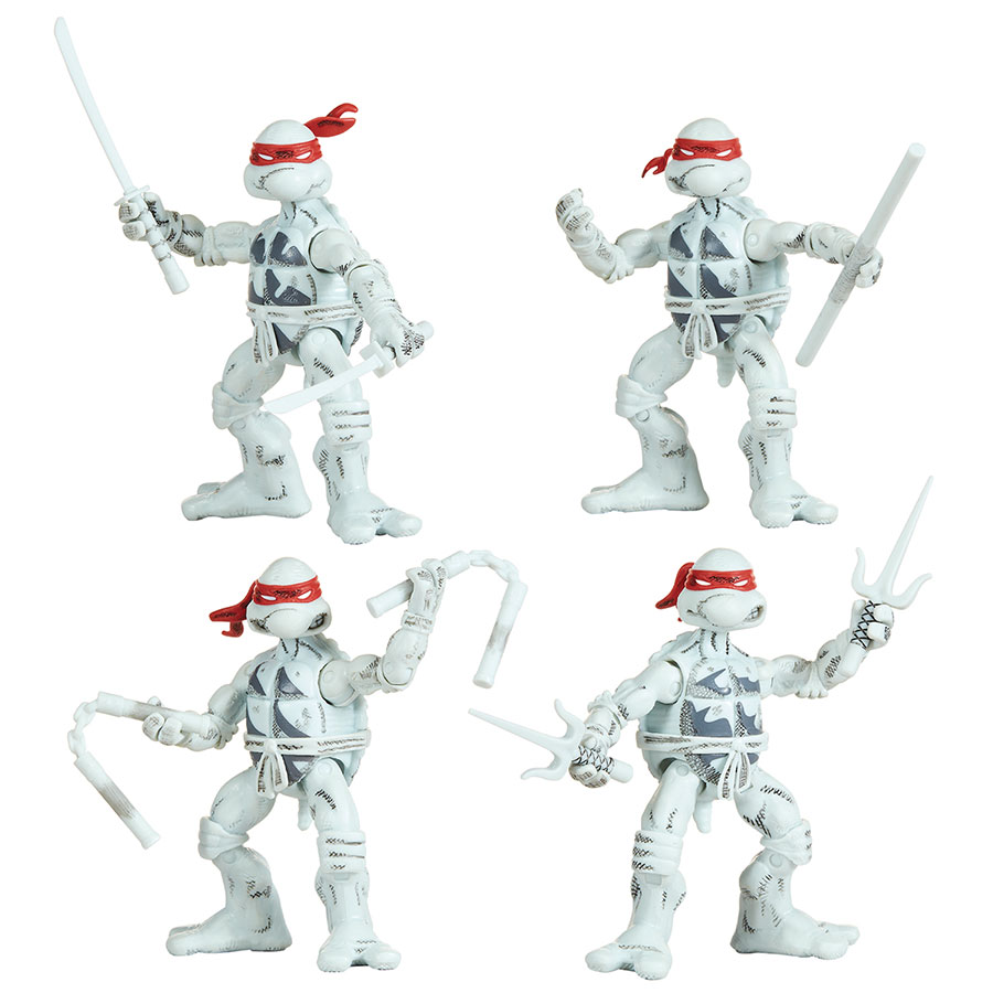 Teenage Mutant Ninja Turtles Classic Comic Book Series Turtles 4-Piece Action Figure Set - Black & White Edition