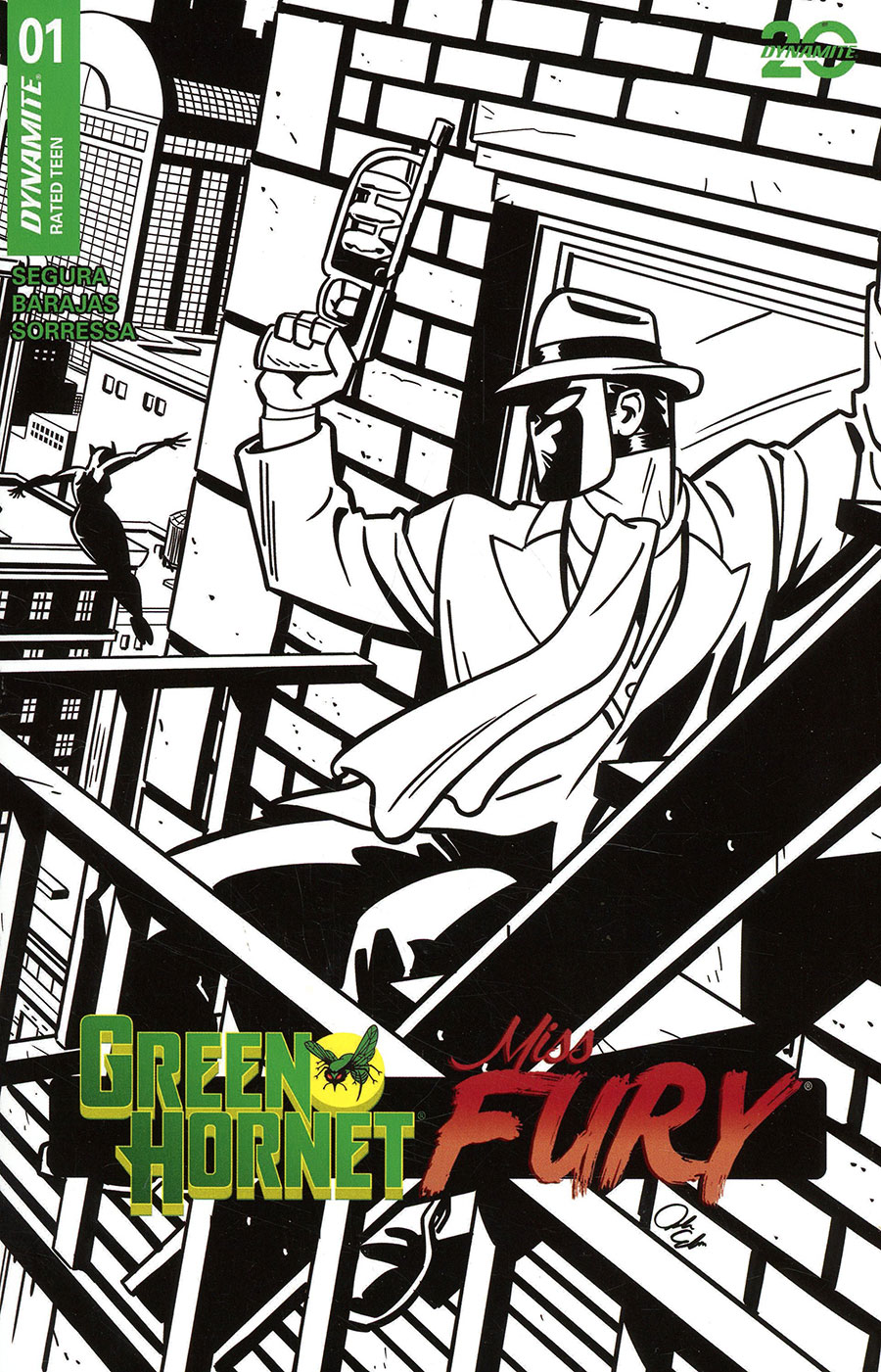 Green Hornet Miss Fury #1 Cover J Incentive Jacob Edgar Line Art Cover