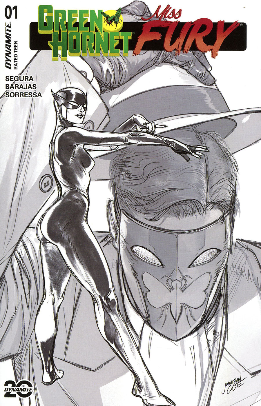 Green Hornet Miss Fury #1 Cover K Incentive Jonathan Case Black & White Cover