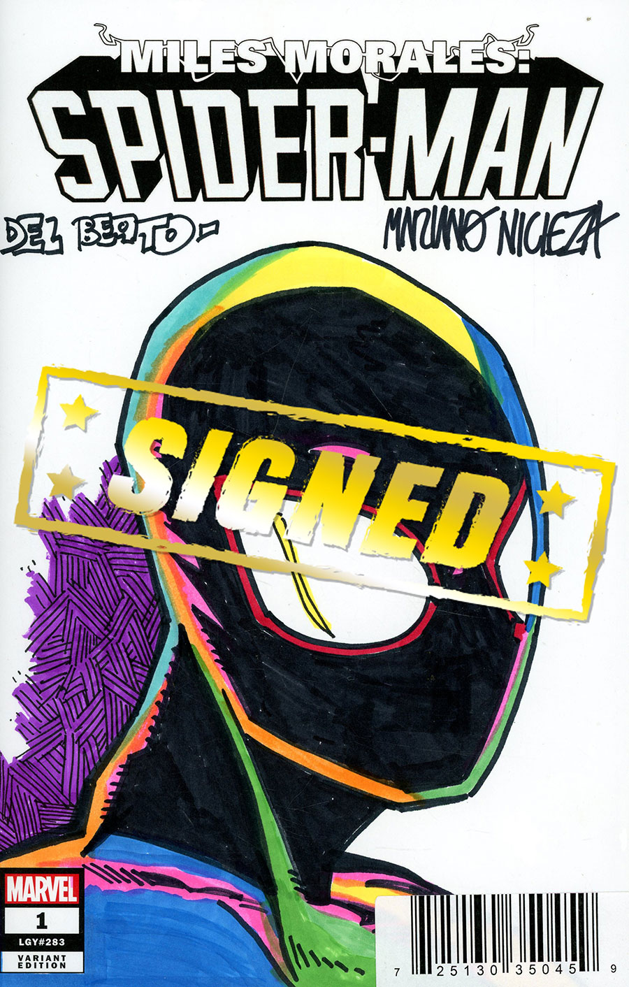 Marvel Comics Commissioned Cover Art Signed & Remarked By Mariano Nicieza & Joe Delbeato With A Miles Morales Spider-Man Hand-Drawn Sketch