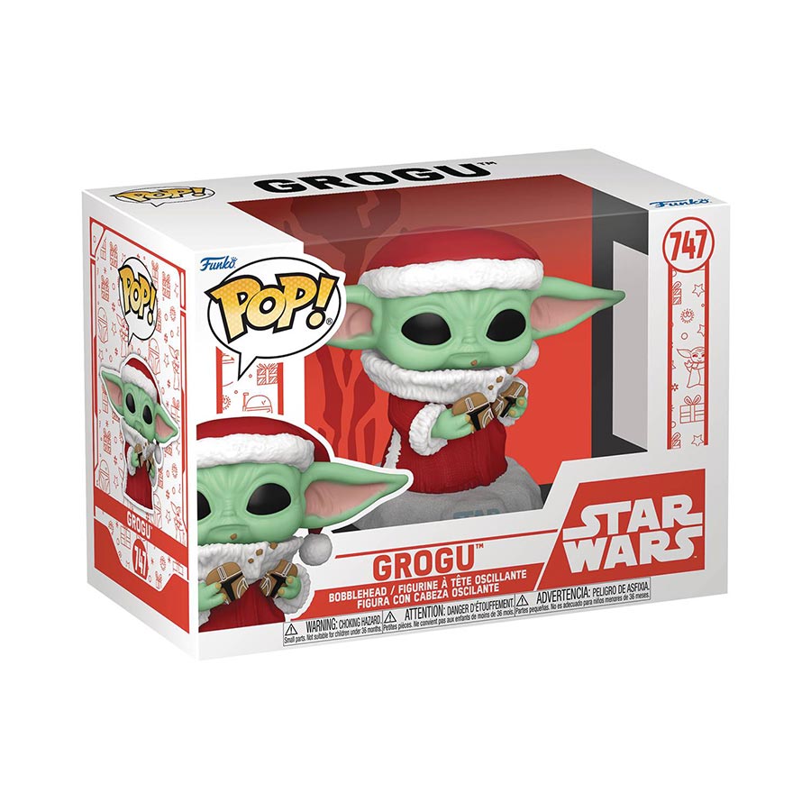 POP Star Wars The Mandalorian Holiday Grogu Vinyl Bobble Head