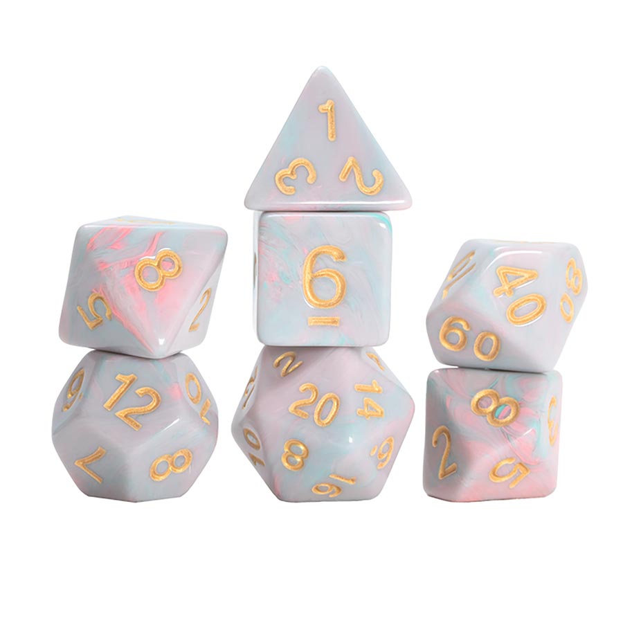 Unicorn RPG Dice 7-Piece Set - Pink