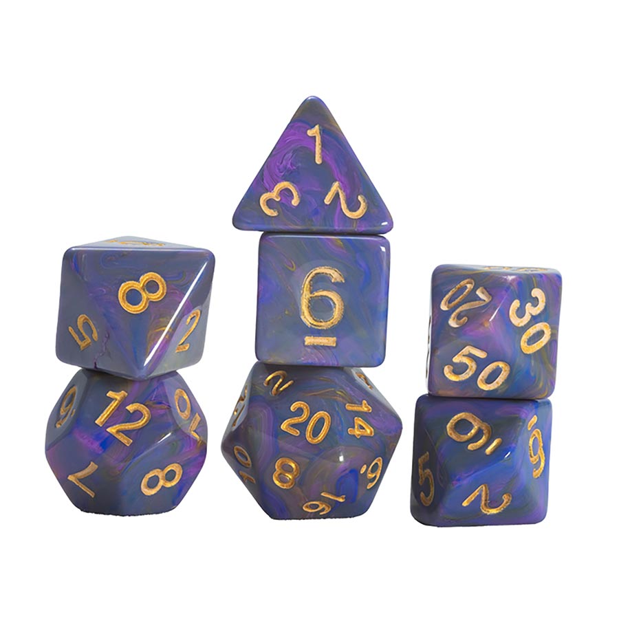 Unicorn RPG Dice 7-Piece Set - Purple