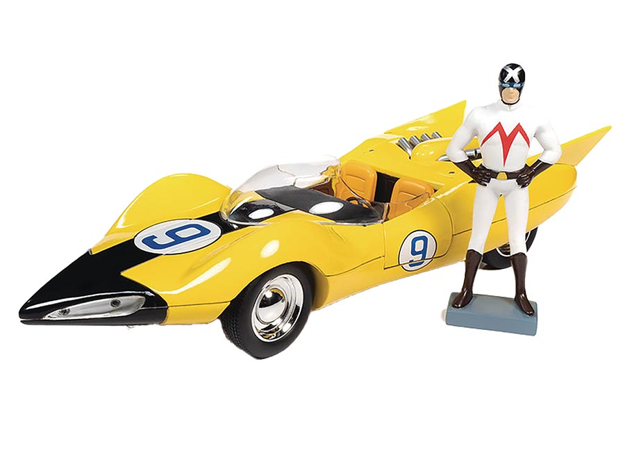 Auto World Speed Racer Shooting Star No 9 With Racer X Figure 1/18 Scale Die-Cast Vehicle