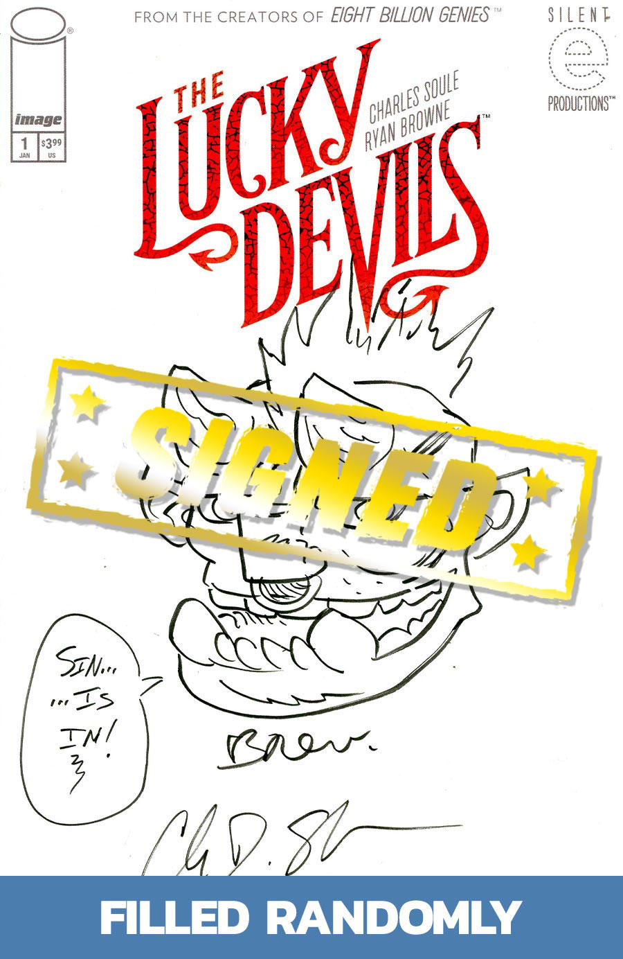 Lucky Devils #1 Cover F Incentive Ryan Browne Hand-Drawn Sketch Variant Cover Signed By Ryan Browne & Charles Soule (Filled Randomly)