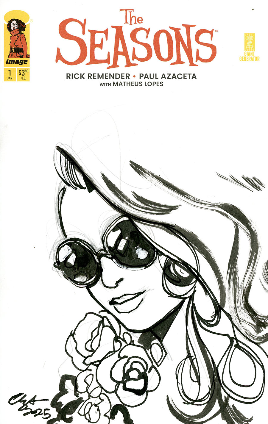 Seasons #1 Cover E-A Incentive Paul Azaceta Remarque Hand-Drawn Black & White Sketch Variant Cover