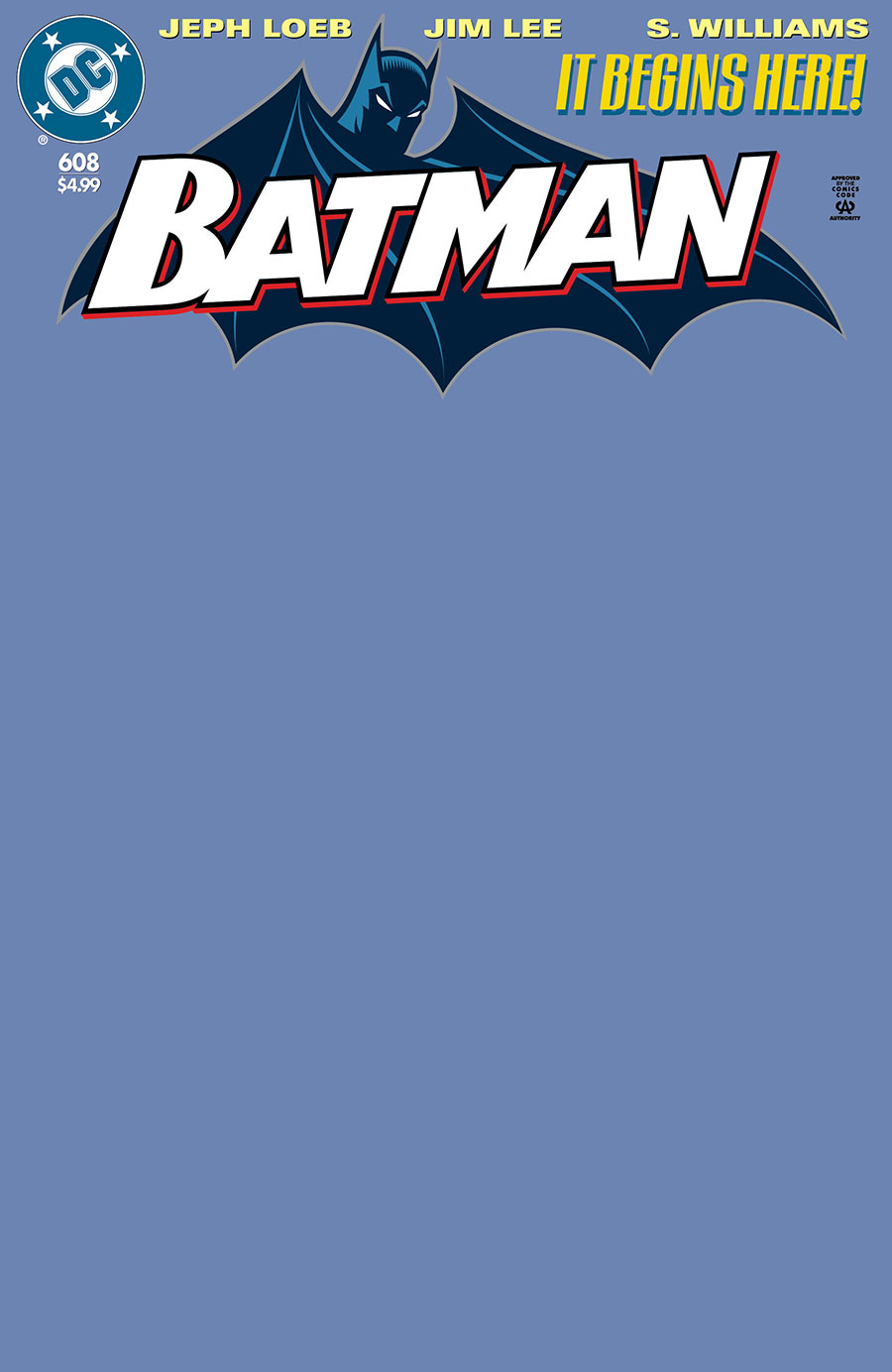 Batman #608 Facsimile Edition Cover C Variant Blue Blank Card Stock Cover