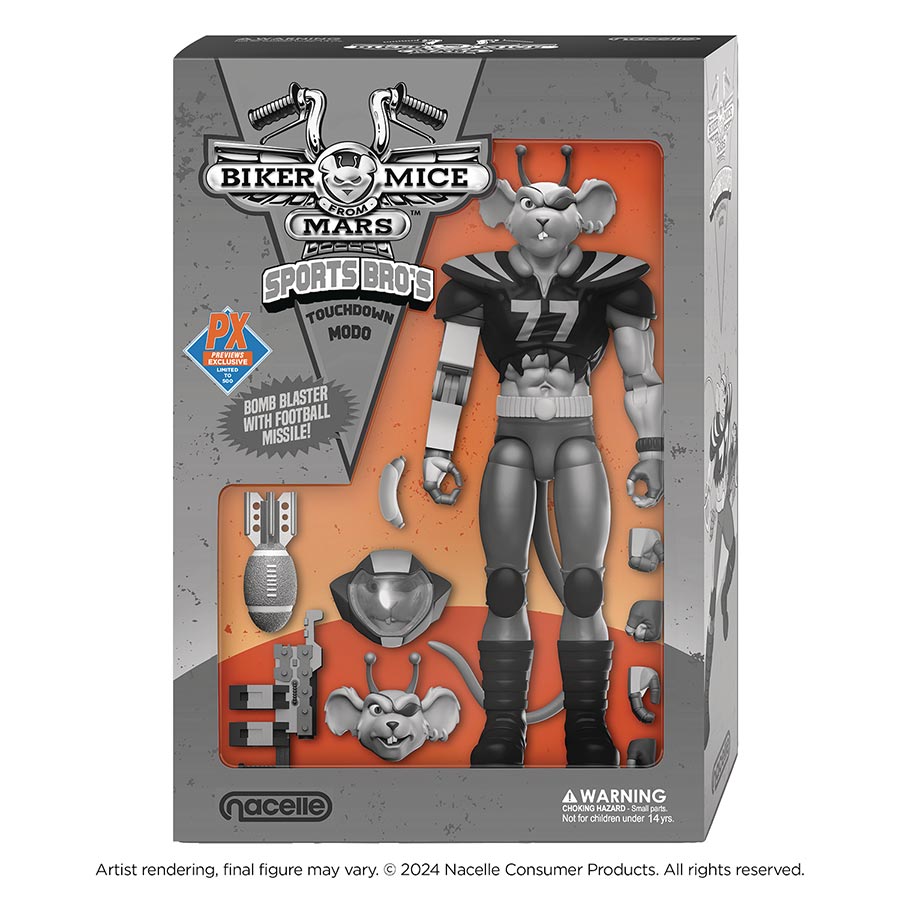 Biker Mice From Mars Sports Bros Previews Exclusive Black & White Action Figure - Modo