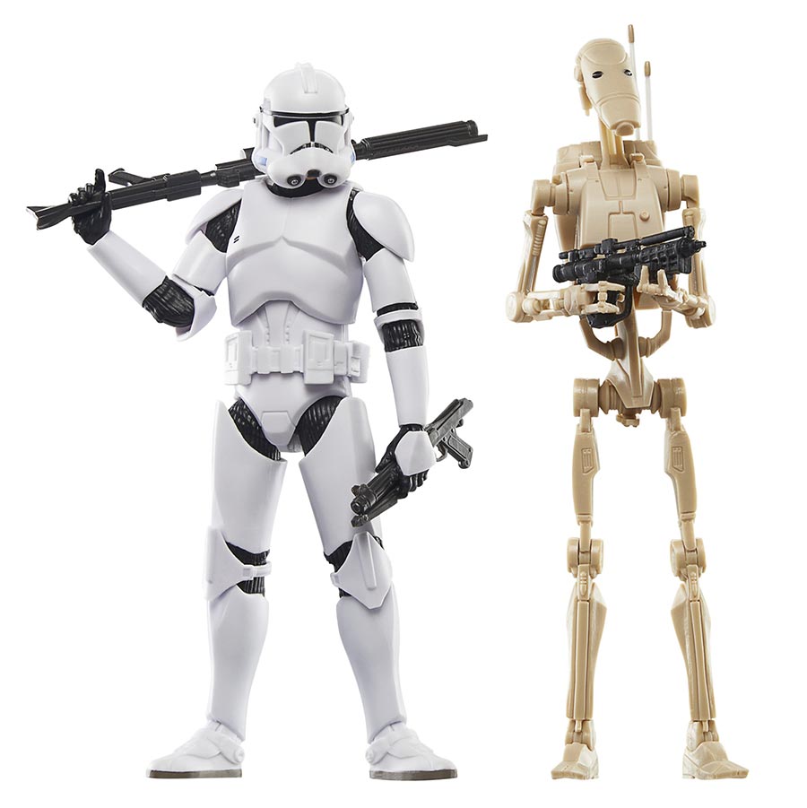 Star Wars Black Series Clone Wars Clone Trooper & Battle Droid 6-Inch 2-Pack Action Figure