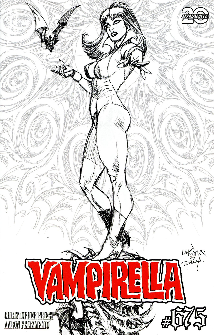Vampirella Vol 8 #675 Cover J Incentive Joseph Michael Linsner Line Art Cover