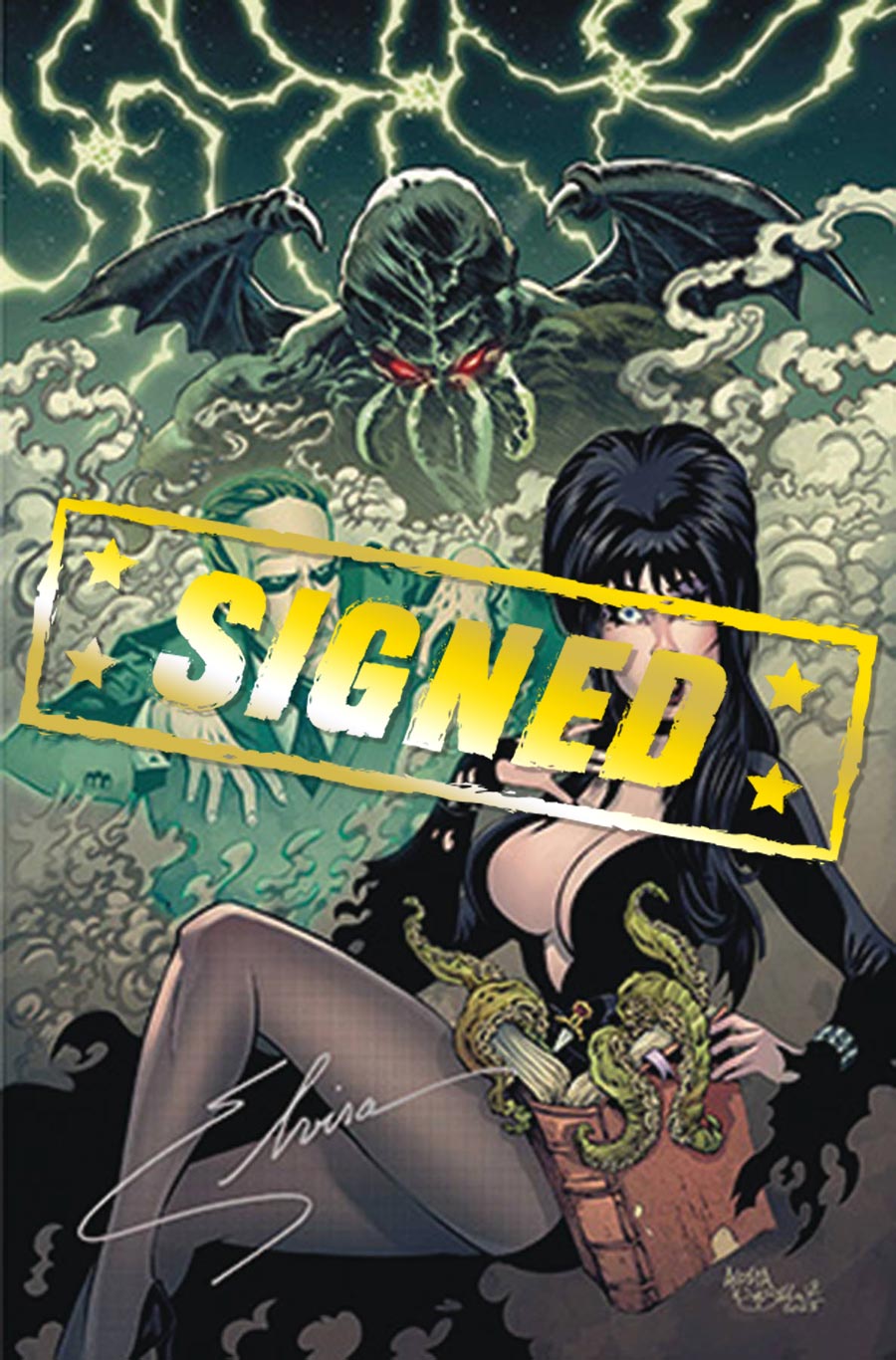 Elvira Meets HP Lovecraft #1 Cover N Dynamite Com Exclusive Dave Acosta Virgin Variant Cover Signed By Elvira