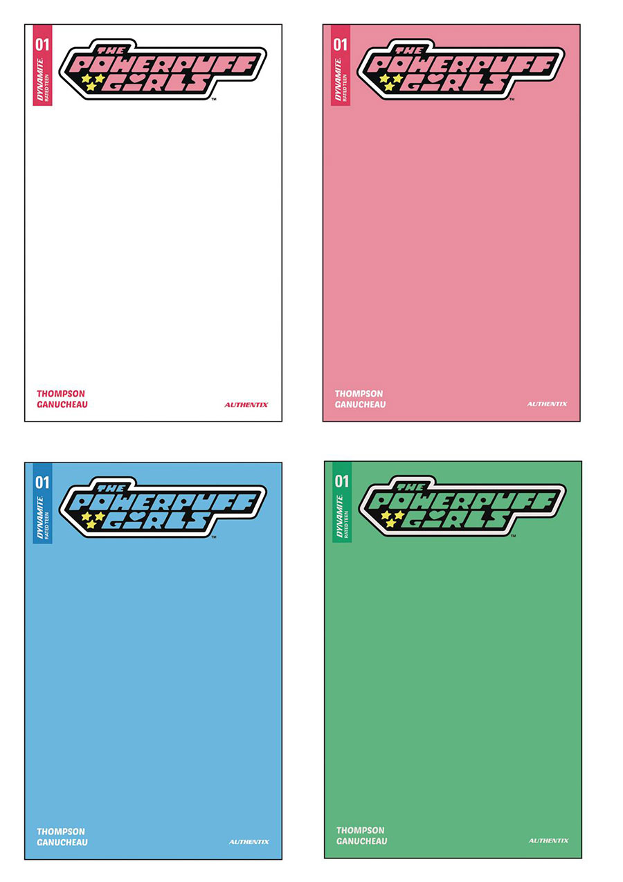 Powerpuff Girls Vol 4 #1 Dynamite Com Exclusive Black Cover Set (4-Count) (White / Pink / Blue / Green)