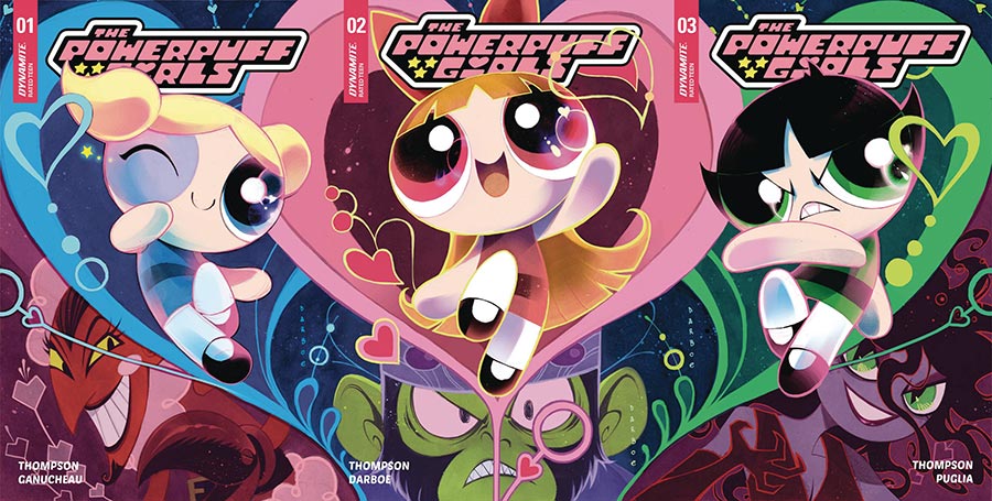 Powerpuff Girls Vol 4 #1-3 Dynamite Com Exclusive Karen S Darboe Connecting Cover Set