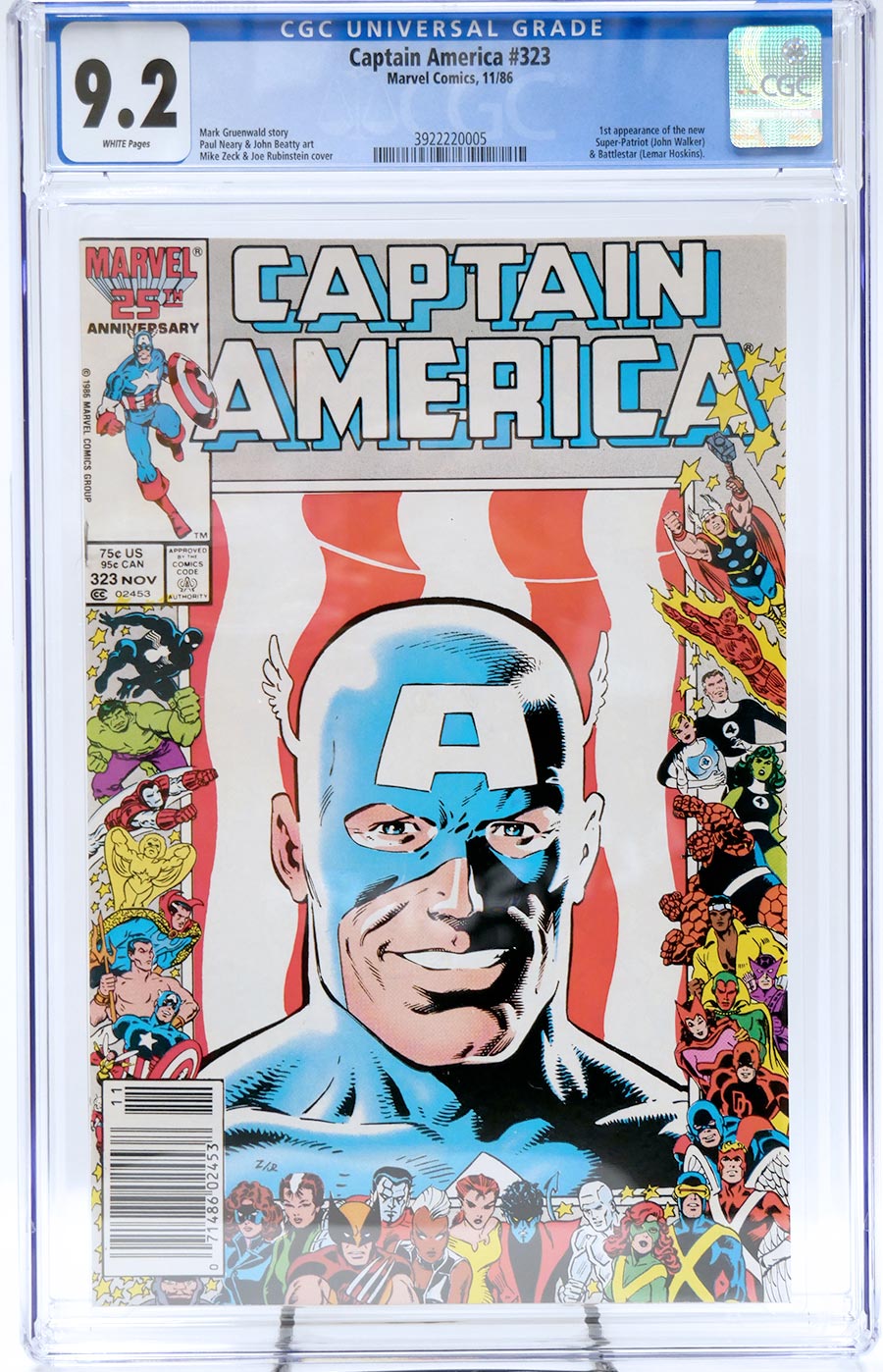 Captain America Vol 1 #323 Cover B Newsstand Edition CGC 9.2