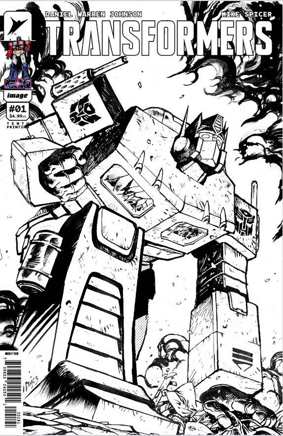Transformers Vol 5 #1 Cover Z-I 10th Ptg K Previews Exclusive Daniel Warren Johnson & Mike Spicer Black & White Cover (Limit 1 Per Customer)