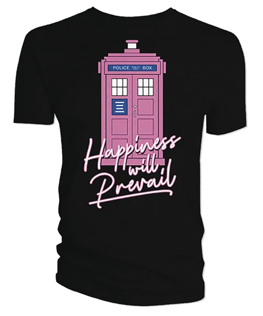 Doctor Who Happiness Will Prevail Pink TARDIS T-Shirt XXXX-Large