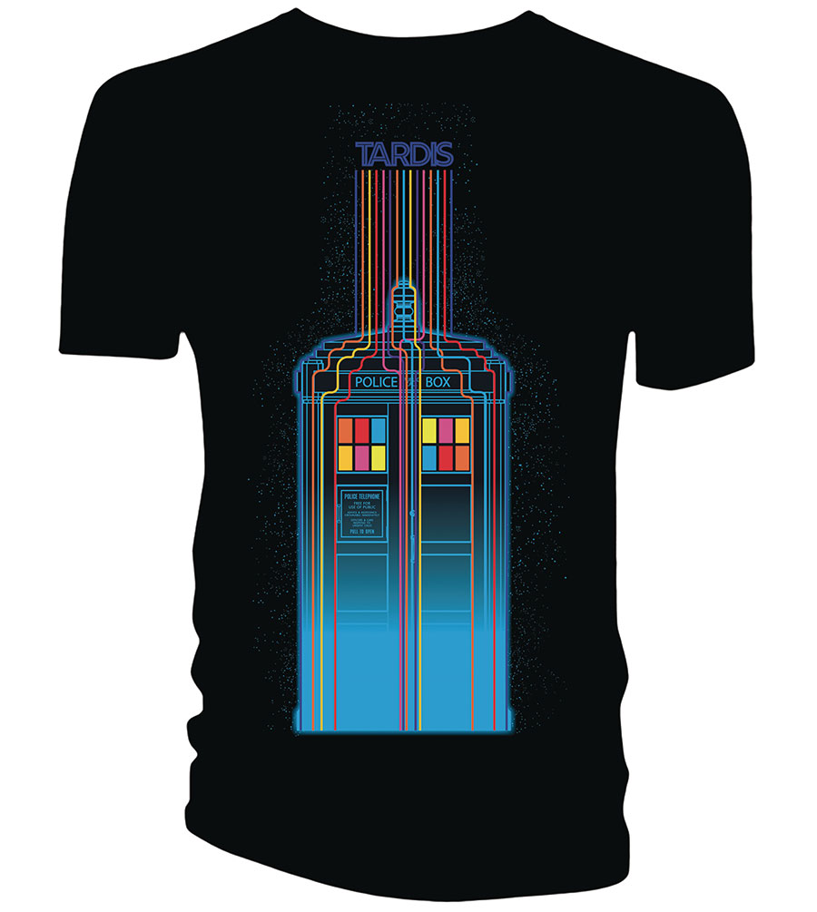 Doctor Who Neon Lines TARDIS T-Shirt Large