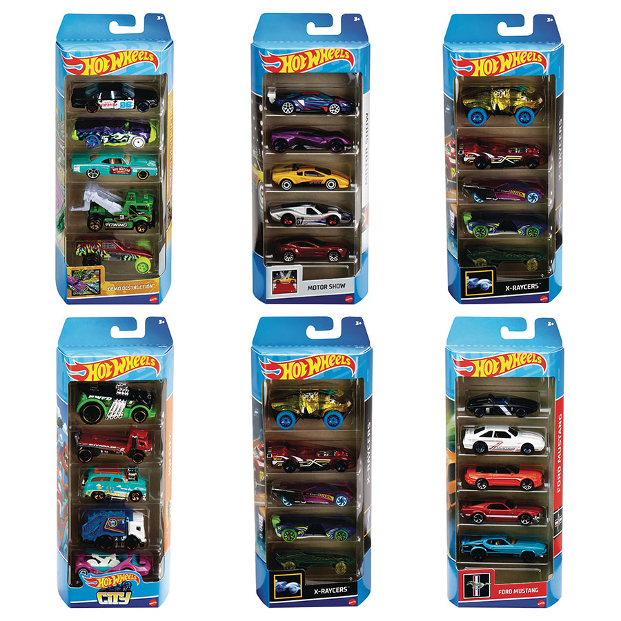 Hot Wheels 5-Car Pack 1/64 Scale Die-Cast Vehicle Wave 2 Assortment Case