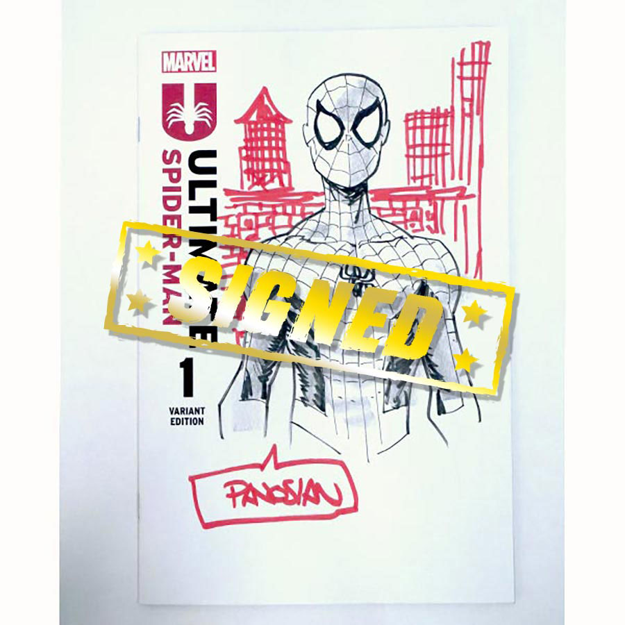 Ultimate Spider-Man Vol 2 #1 Cover Z-A 4th Ptg Blank Variant Cover With Hand-Drawn Spider-Man Signed & Sketched By Dan Panosian