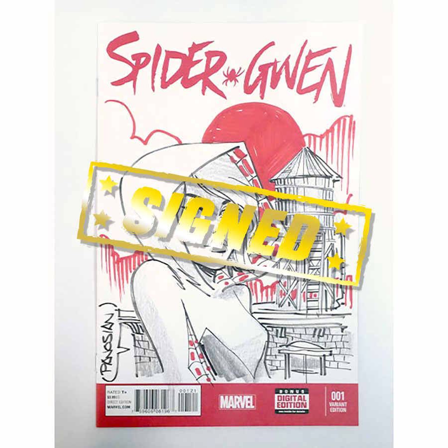 Spider-Gwen #1 Cover V Variant Blank Cover With Hand-Drawn Spider-Gwen Signed & Sketched By Dan Panosian