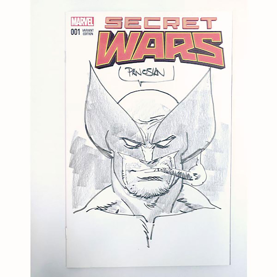 Secret Wars #1 Cover Z-Y Variant Blank Cover With Hand-Drawn Wolverine Signed & Sketched By Dan Panosian