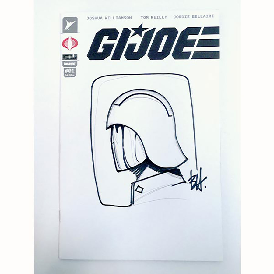 GI Joe Vol 10 #1 Cover Z-B Variant Cobra Blank Cover With Hand-Drawn Cobra Commander Signed & Sketched By Ben Harvey