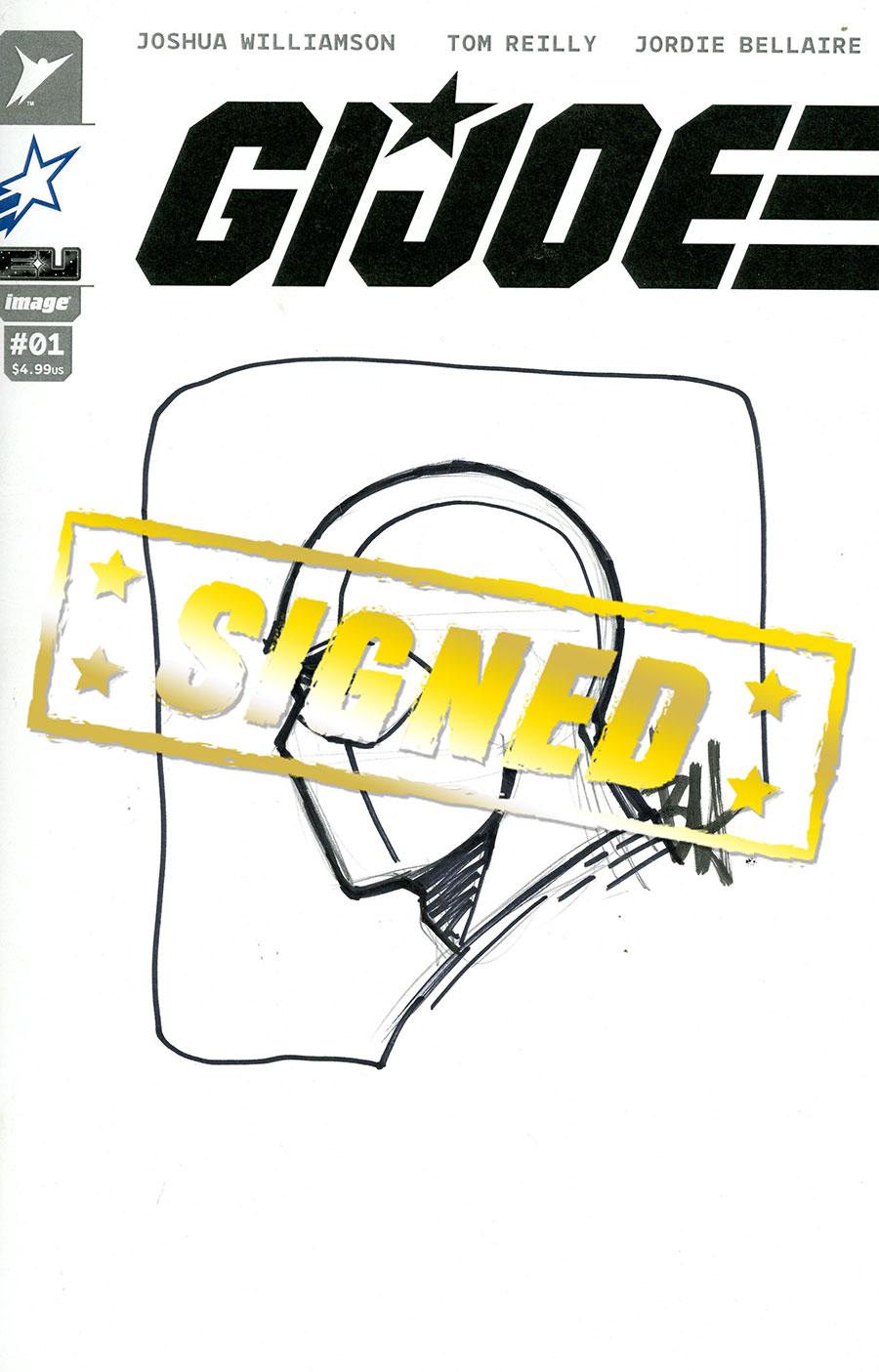 GI Joe Vol 10 #1 Cover Z-C Variant GI Joe Blank Cover With Hand-Drawn Storm Shadow Signed & Sketched By Ben Harvey