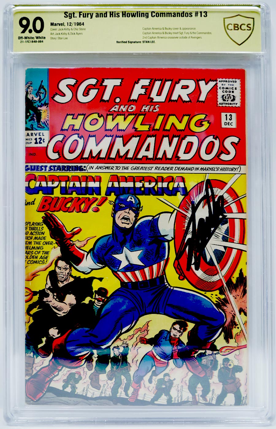 Sgt. Fury & His Howling Commandos #13 Cover C 1st Ptg CGC Signature Series 9.0 Signed by Stan Lee