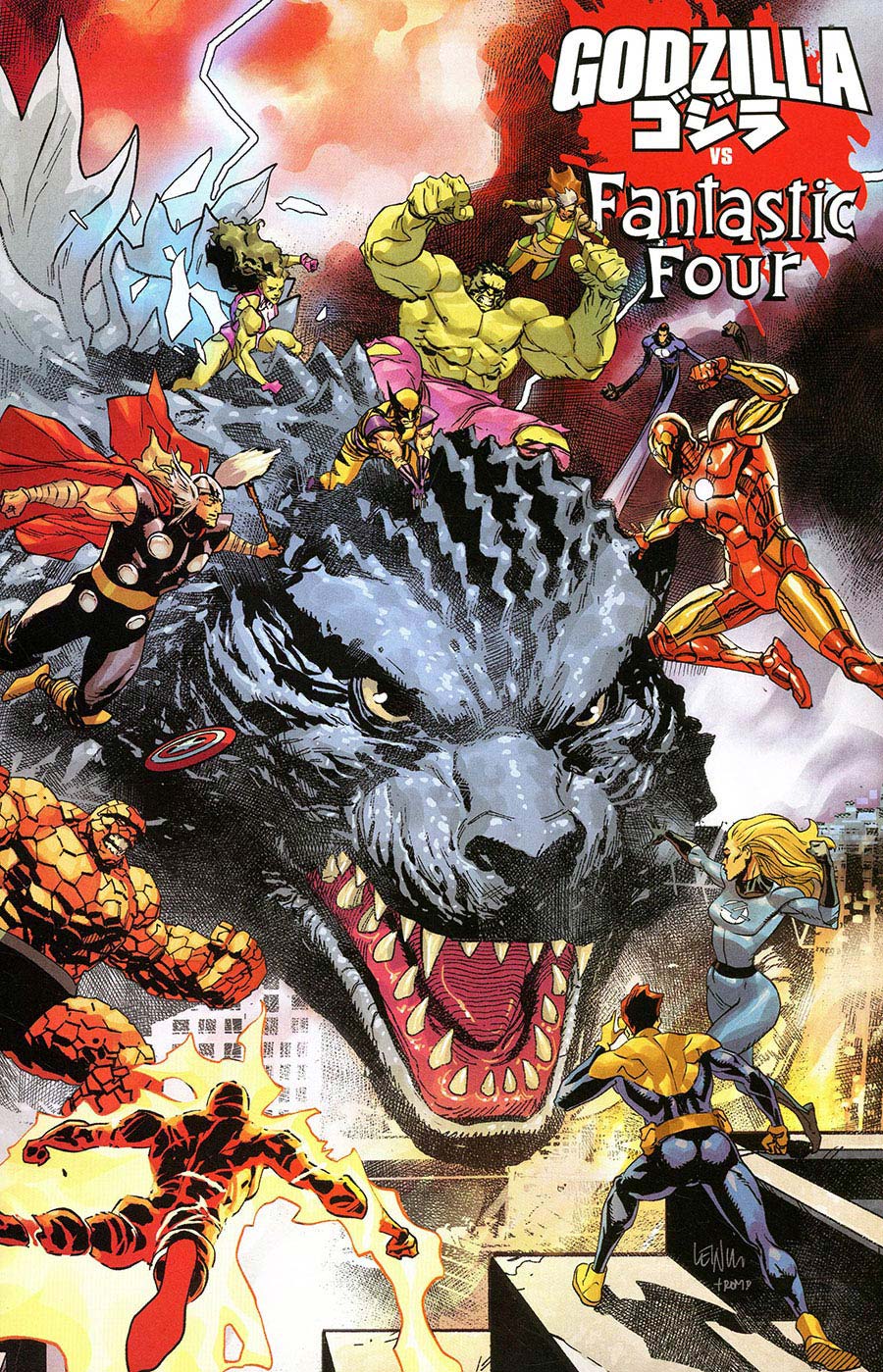 Godzilla vs Fantastic Four #1 (One Shot) Cover E Variant Leinil Francis Yu Wraparound Cover