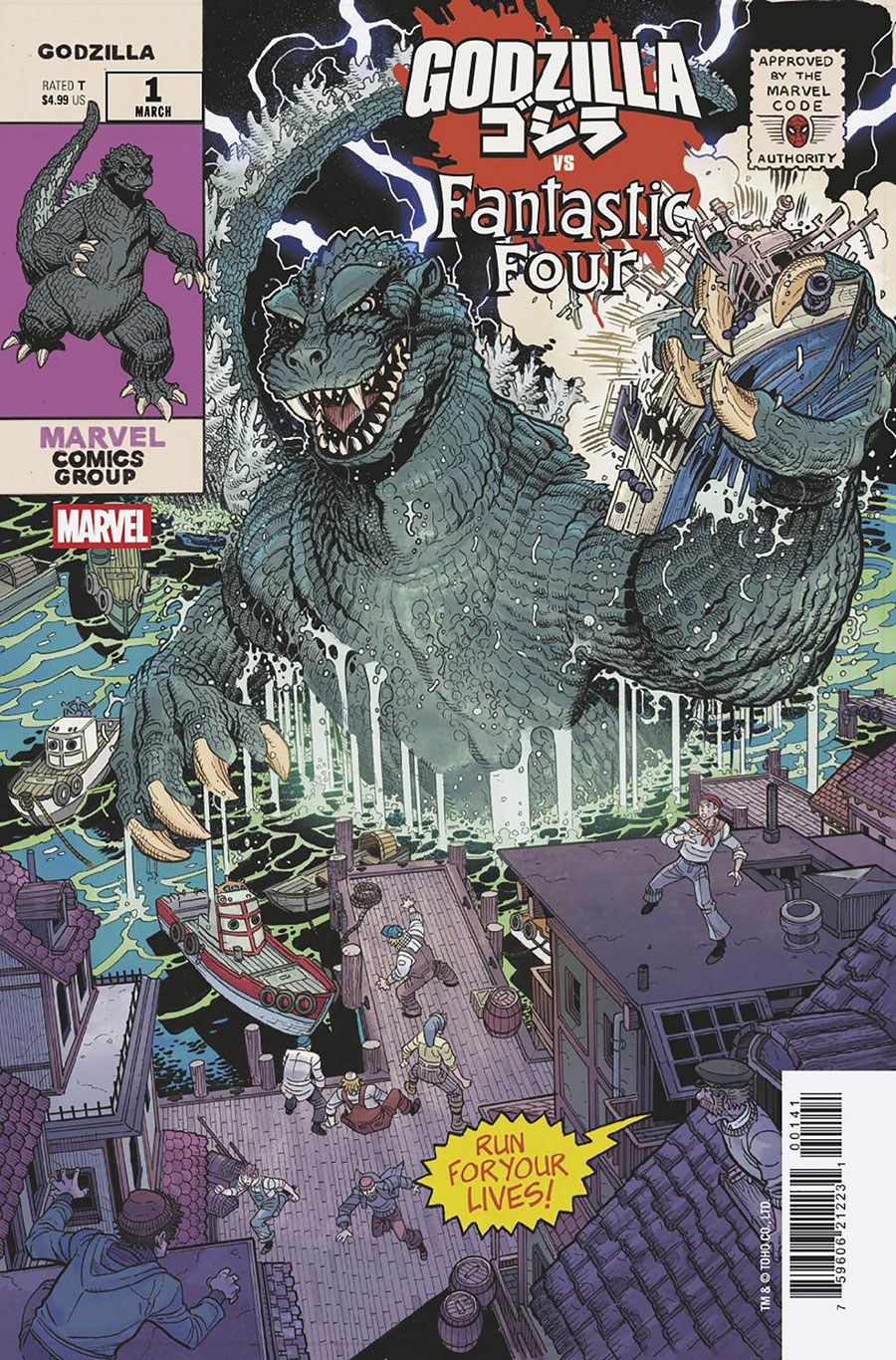 Godzilla vs Fantastic Four #1 (One Shot) Cover C Variant Nick Bradshaw Monster Homage Cover