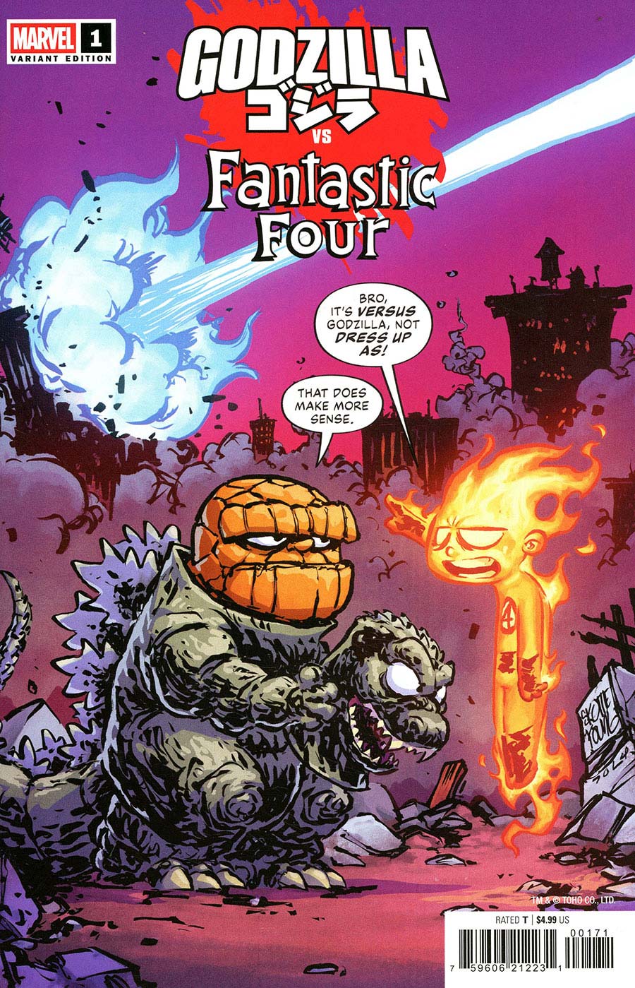 Godzilla vs Fantastic Four #1 (One Shot) Cover G Variant Skottie Young Cover