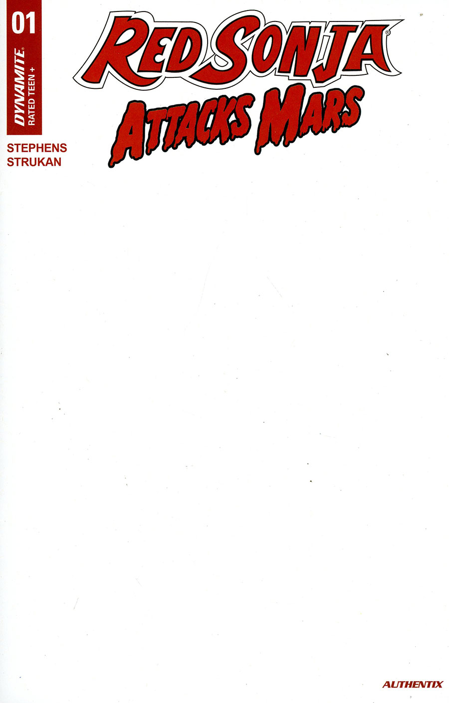Red Sonja Attacks Mars #1 Cover D Variant Blank Authentix Cover