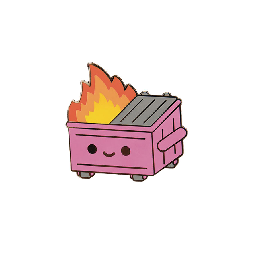 Dumpster Fire 1.2-Inch Enamel Pin - Pepto Pink