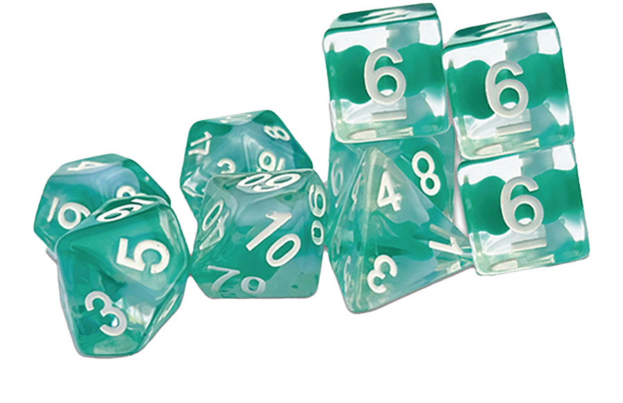 Thracian Azure Swirl Dice Set - Traditional 9-Piece