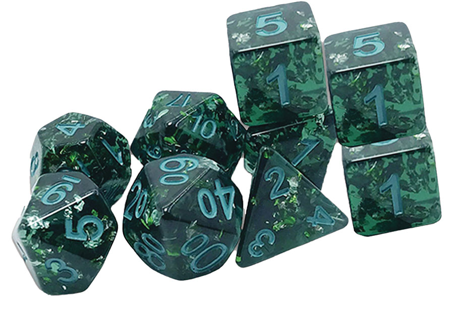 Verdigris Grecian Vase Dice Set - Traditional 9-Piece