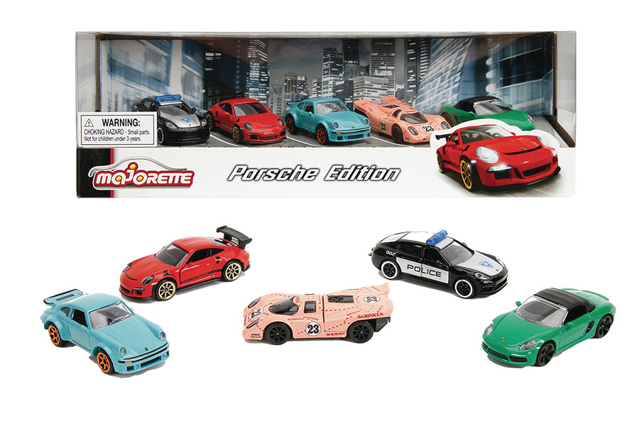 Majorette Porsche Edition 1/64 Scale 5-Pack Die-Cast Car Wave 2 Assortment Case